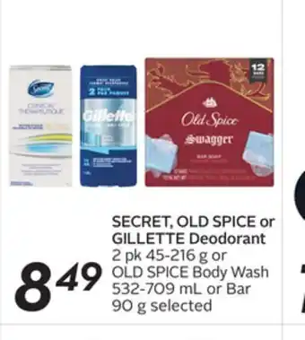 Sobeys Secret, old spice or gillette deodorant offer