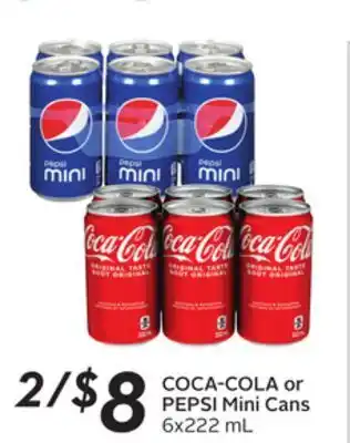 Sobeys Coca-cola or pepsi mini cans offer