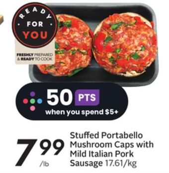 Sobeys Stuffed portabello mushroom caps with mild italian pork sausage offer