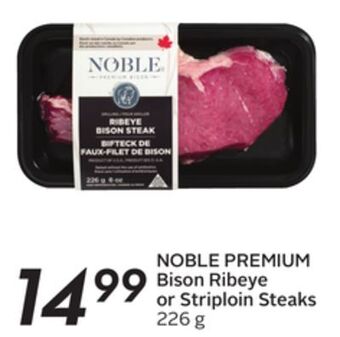 Sobeys Bison ribeye or striploin steaks offer