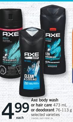 Fortinos Axe body wash or hair care, 473 ml or deodorant, 76-113 g offer