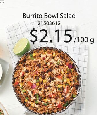 Fortinos Burrito bowl salad, 100 g offer