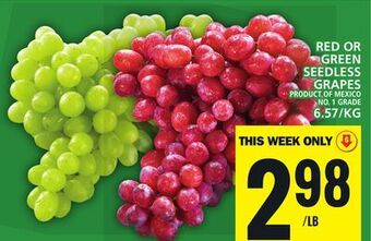Food Basics Red or green seedless grapes offer