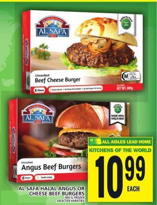 Food Basics Al safa halal angus or cheese beef burgers offer