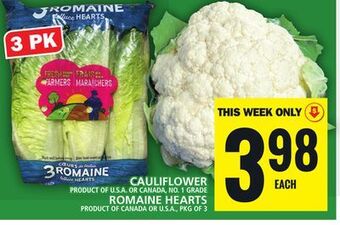Food Basics Cauliflower or romaine hearts offer