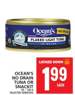 Food Basics Ocean's no drain tuna or snackit offer