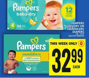 Food Basics Pampers baby dry or swaddlers diapers offer