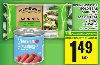 Food Basics Brunswick or gold seal sardines offer