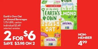 Longo's Earth's own oat or almond beverages offer