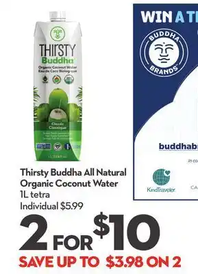 Longo's Thirsty buddha all natural organic coconut water offer
