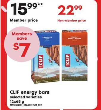Loblaws Clif energy bars, 12x68 g offer