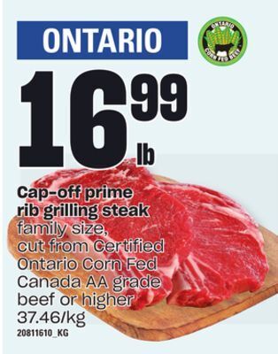 Loblaws Cap-off prime rib grilling steak offer
