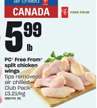 Loblaws Pc® free from split chicken wing offer