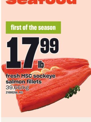 Loblaws Fresh msc sockeye salmon fillets offer