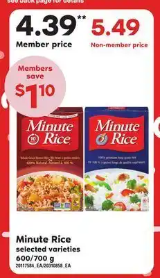 Loblaws Minute rice, 600/700 g offer