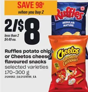Loblaws Ruffles potato chips or cheetos cheese flavoured snacks, 170-300 g offer