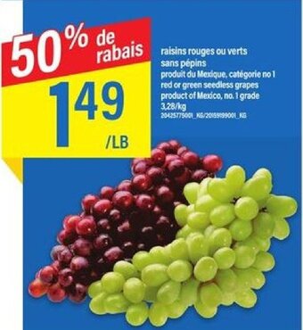 Maxi red or green seedless grapes offer