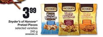 Loblaws Snyder's of hanover pretzel pieces, 240 g offer