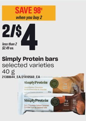 Loblaws Simply protein bars, 40 g offer