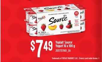 Loblaws Yoplait® source® yogurt, 16 x 100 g offer