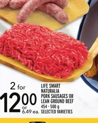 Metro Life smart naturalia pork sausages or lean ground beef offer