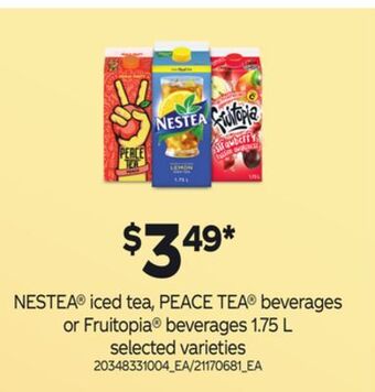 Loblaws Nestea® iced tea, peace tea® beverages or fruitopia® beverages 1.75 l offer