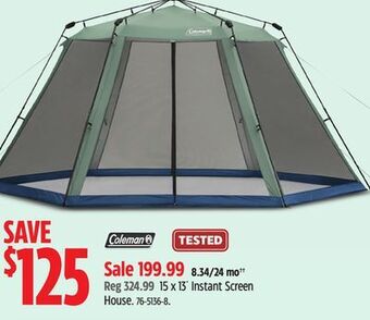 Canadian Tire Coleman 15 x 13´ instant screen house offer