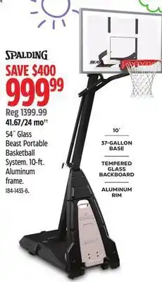 Canadian Tire Spalding 54˝ glass beast portable basketball system offer