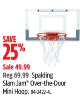 Canadian Tire Spalding slam jam over-the-door mini hoop offer