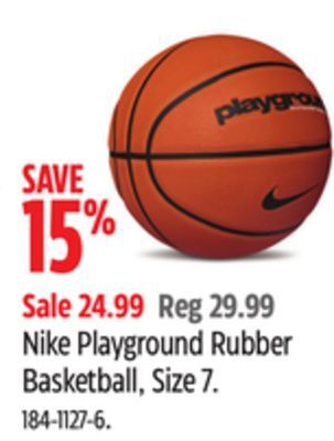 Canadian Tire Nike playground rubber basketball, size 7 offer