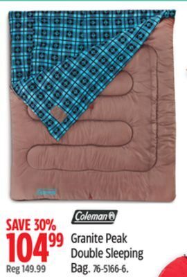 Canadian Tire Coleman granite peak double sleeping bag offer