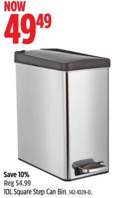 Canadian Tire Simplehuman 10l square step can bin offer