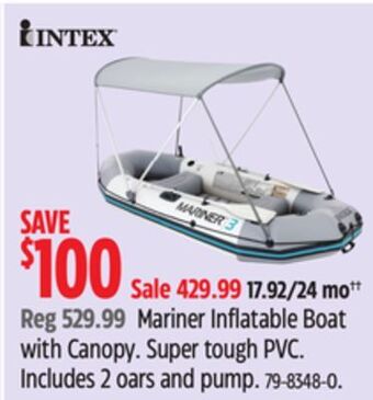 Canadian Tire Intex mariner inflatable boat with canopy offer
