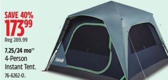 Canadian Tire Coleman 4-person instant tent offer