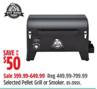Canadian Tire Pit boss selected pellet grill or smoker offer