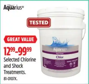 Canadian Tire Aquarius selected chlorine and shock treatments offer