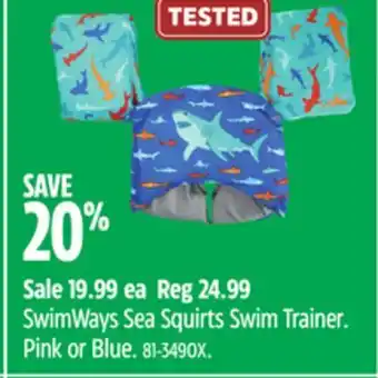 Canadian Tire Swimways sea squirts swim trainer offer