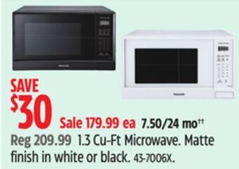 Canadian Tire Panasonic 1.3 cu-ft microwave offer