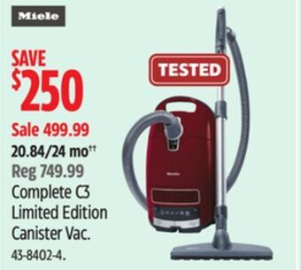 Canadian Tire Miele complete c3 limited edition canister vac offer