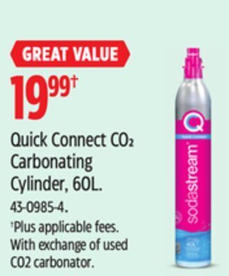 Canadian Tire Sodastream quick connect co2 carbonating cylinder, 60l offer