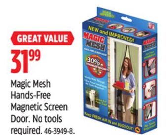 Canadian Tire Magic mesh hands-free magnetic screen door offer