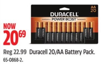 Canadian Tire Duracell 20/aa battery pack offer