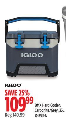 Canadian Tire Igloo bmx hard cooler, carbonite/grey, 23l offer