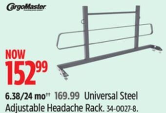 Canadian Tire Cargomaster universal steel adjustable headache rack offer