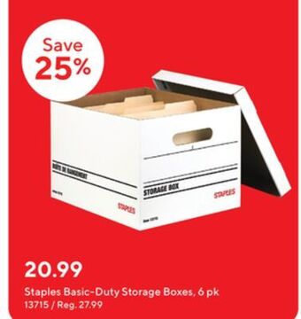 Staples Staples basic-duty storage boxes, 6 pk offer