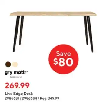 Staples Gry mattr™ live edge desk offer