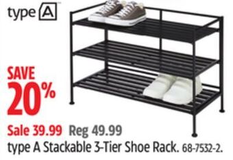 Canadian Tire Type a stackable 3-tier shoe rack offer