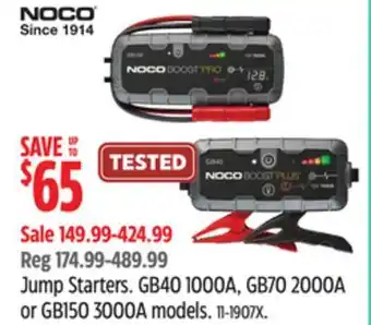 Canadian Tire Noco genius jump starters offer