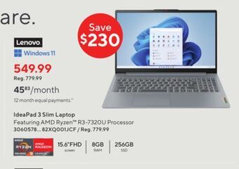 Staples Lenovo® ideapad 3 slim laptop offer