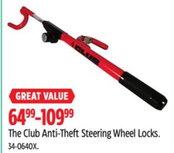 Canadian Tire The club anti-theft steering wheel locks offer